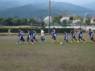 試合前のウォーミングアップ